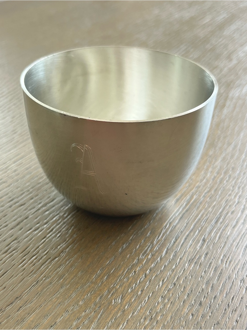 Vintage Kirk Stieff Jefferson Cups, monogrammed with the letter A